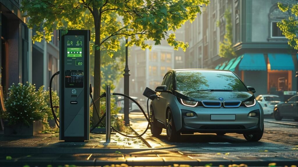 electric car and charging station